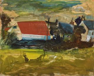 Peter Lanyon - Untitled (Red Roof And Yellow Foreground)