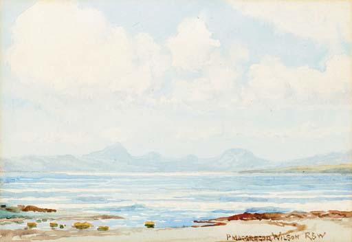 Peter Macgregor Wilson, R.S.W. - The Jetty Tayvallich; and The mountains of Mull from Crinan