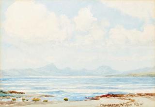 Peter Macgregor Wilson, R.S.W. - The Jetty Tayvallich; and The mountains of Mull from Crinan