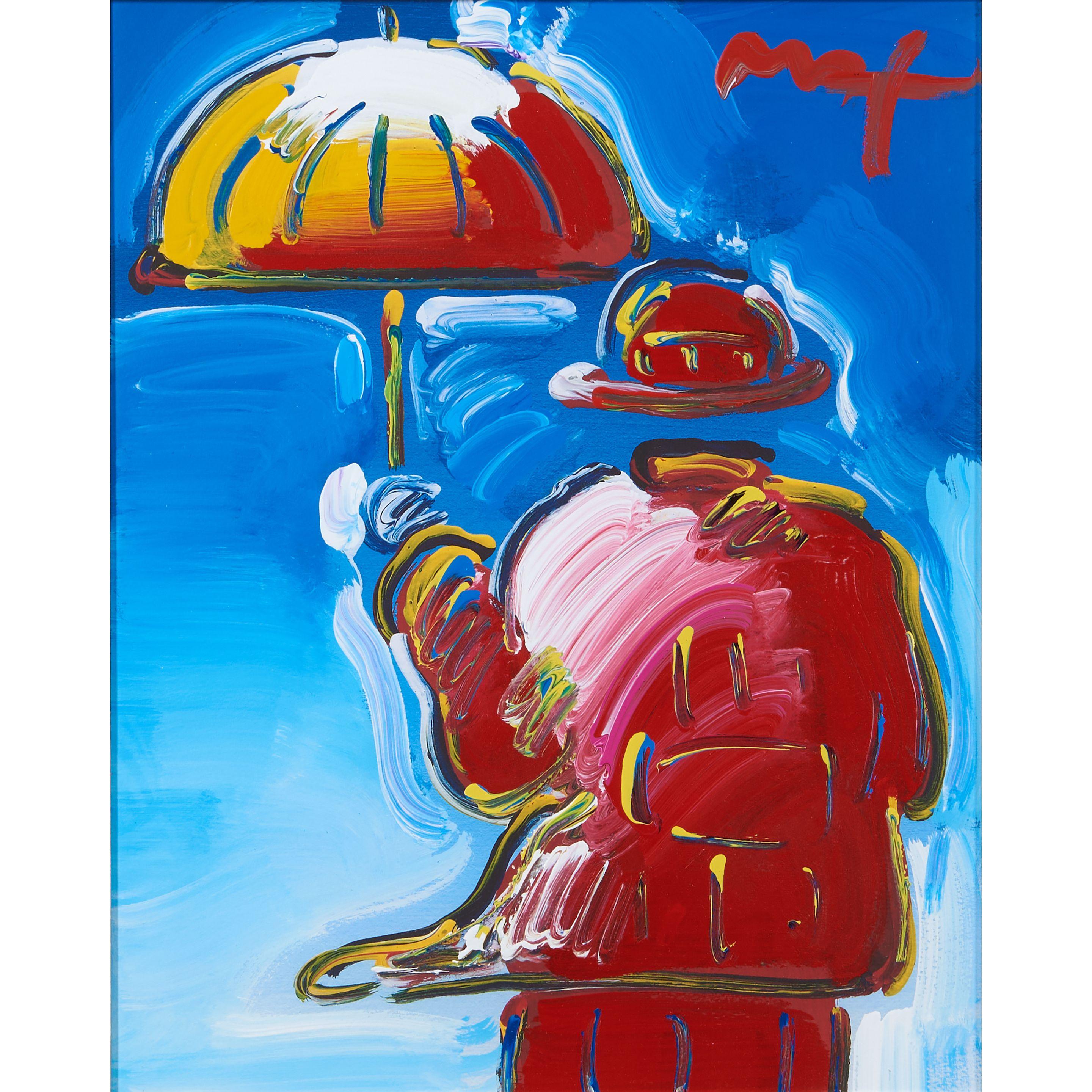 Peter Max - Umbrella Man on Blue, Version I