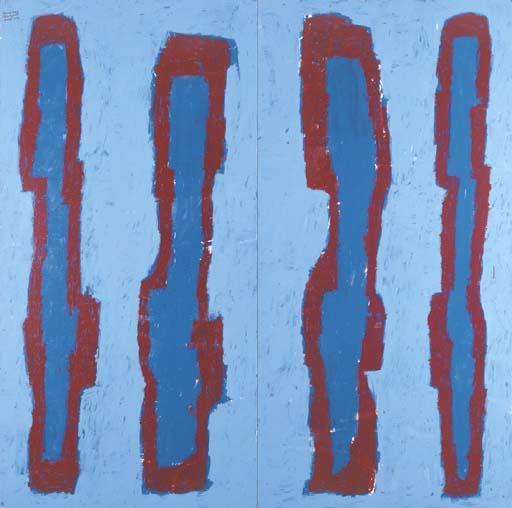 Peter Michael Thomas Atkins - Carved Wood (Blue Figures)