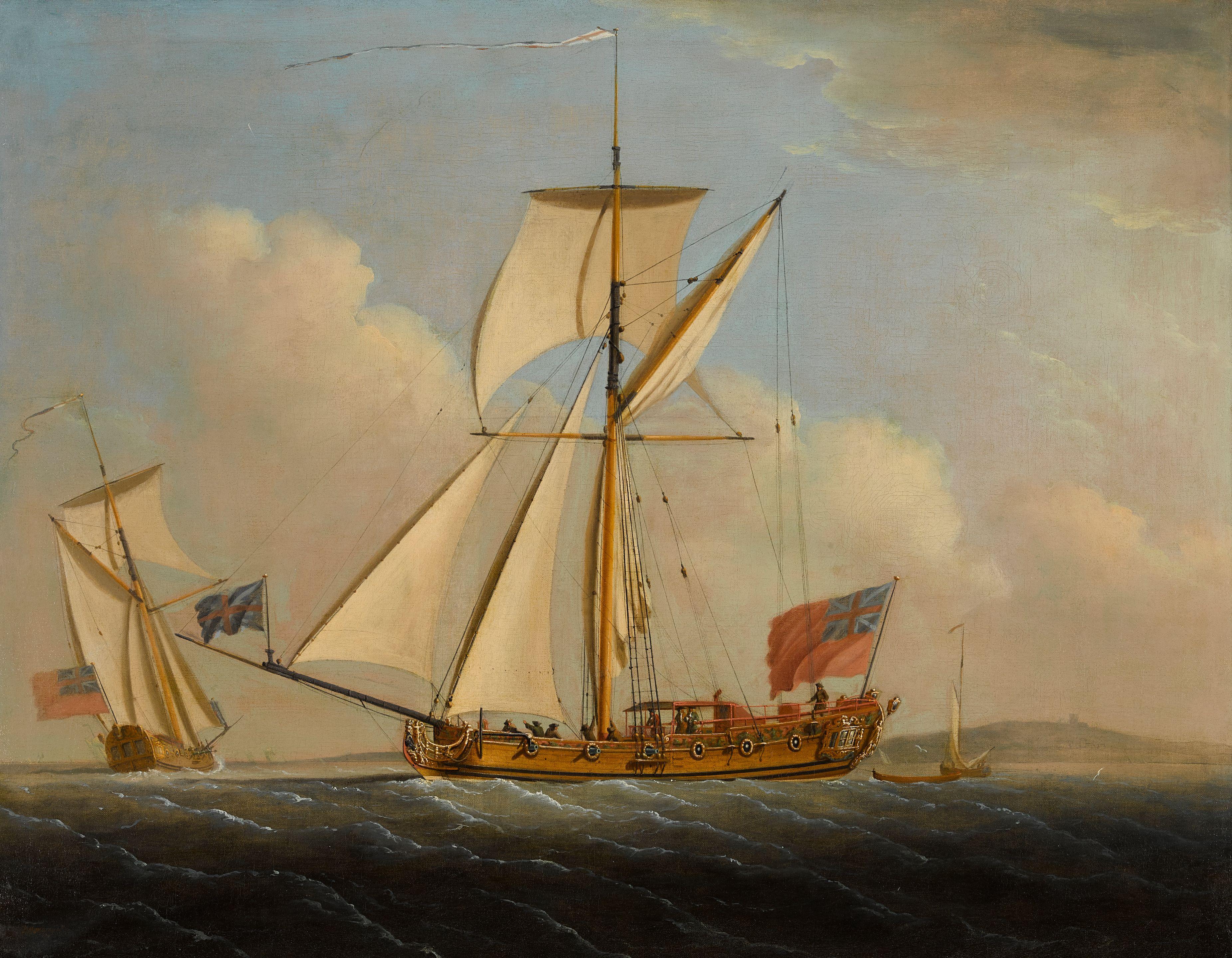 Peter Monamy - The English Royal Yacht Mary II off Shepley Isle