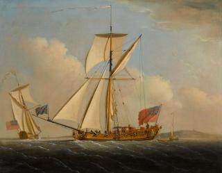 Peter Monamy - The English Royal Yacht Mary II off Shepley Isle