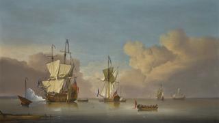 Peter Monamy - The Evening Gun: Men-O\'-War And Barges In A Calm Sea