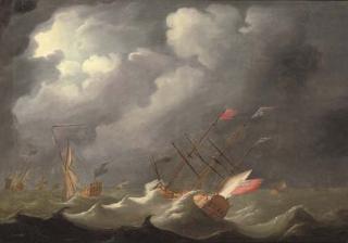 Peter Monamy - The Royal Yacht Carolina, with King George I on board, returning to England in 1726