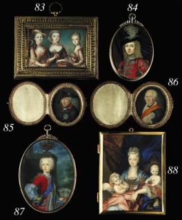 Peter Paul Lens - A young gentleman wearing a black tricorn hat adorned with plumes, full face in silver-bordered red coat with slashed sleeves and silver frogging; purple curtain background