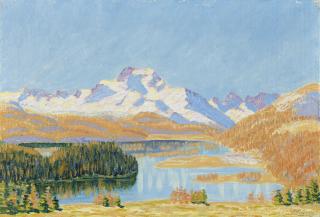 Peter Robert Berry - Engadiner Herbstlandschaft Mit Piz Margna Autumn Landscape In The Engadin With Mount Margna