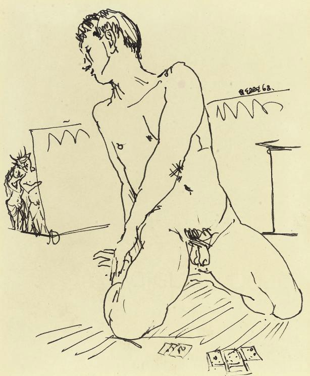Peter Samuelson - Kneeling nude playing cards