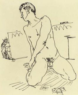Peter Samuelson - Kneeling nude playing cards