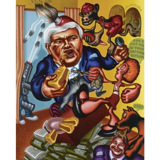 Peter Saul - Newt Gingrich Vs. Orphan Annie