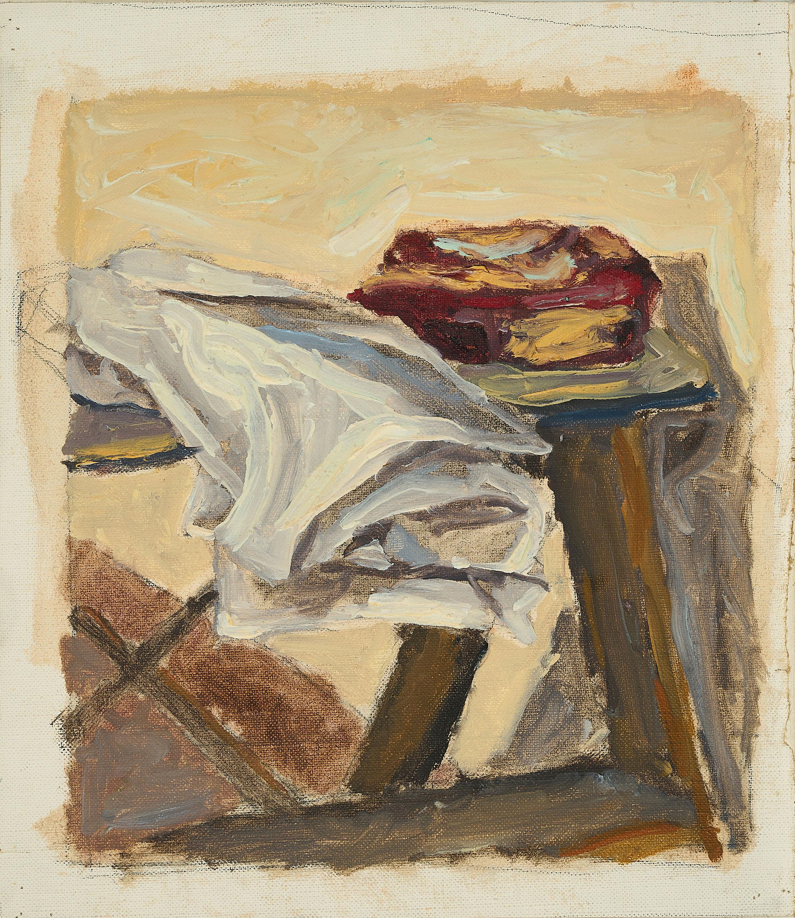 Peter Schmersal - Fleisch, Serviette, Holzblock.