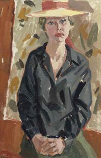 Peter Struycken - Portrait of a woman with hat