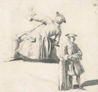 Peter Tillemans - Two studies of a gentleman in a frock coat and tricorn hat