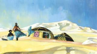 Peter Todd Mitchell - Turkish huts in a desert landscape