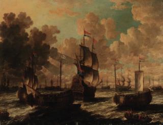 Peter Van Den Velde - Dutch men-o\'-war in choppy waters