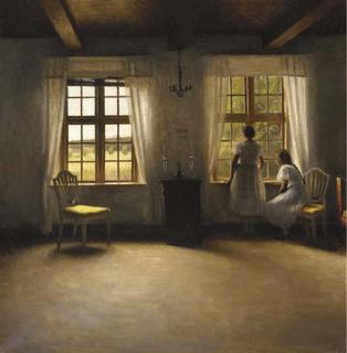 Peter Vilhelm Ilsted - Young Girls standing by a Window in an Interior