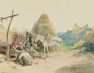 Peter von Hess - Südliche Landschaft mit rastenden Bauern
