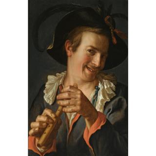 Peter Wtewael - A Jester Holding A Flute