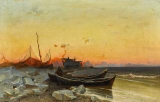 Petr Alexandrovich Sukhodolsky - Fishing Nets Drying by the Shore