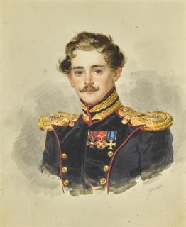 Petr Fedorovich Sokolov - Portrait Of A Young General And A Girl (Double-Sided)