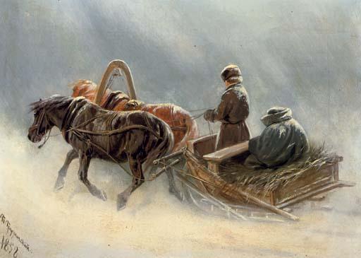 Petr Nikolaevich Gruzinsky - A sleigh ride through the snow