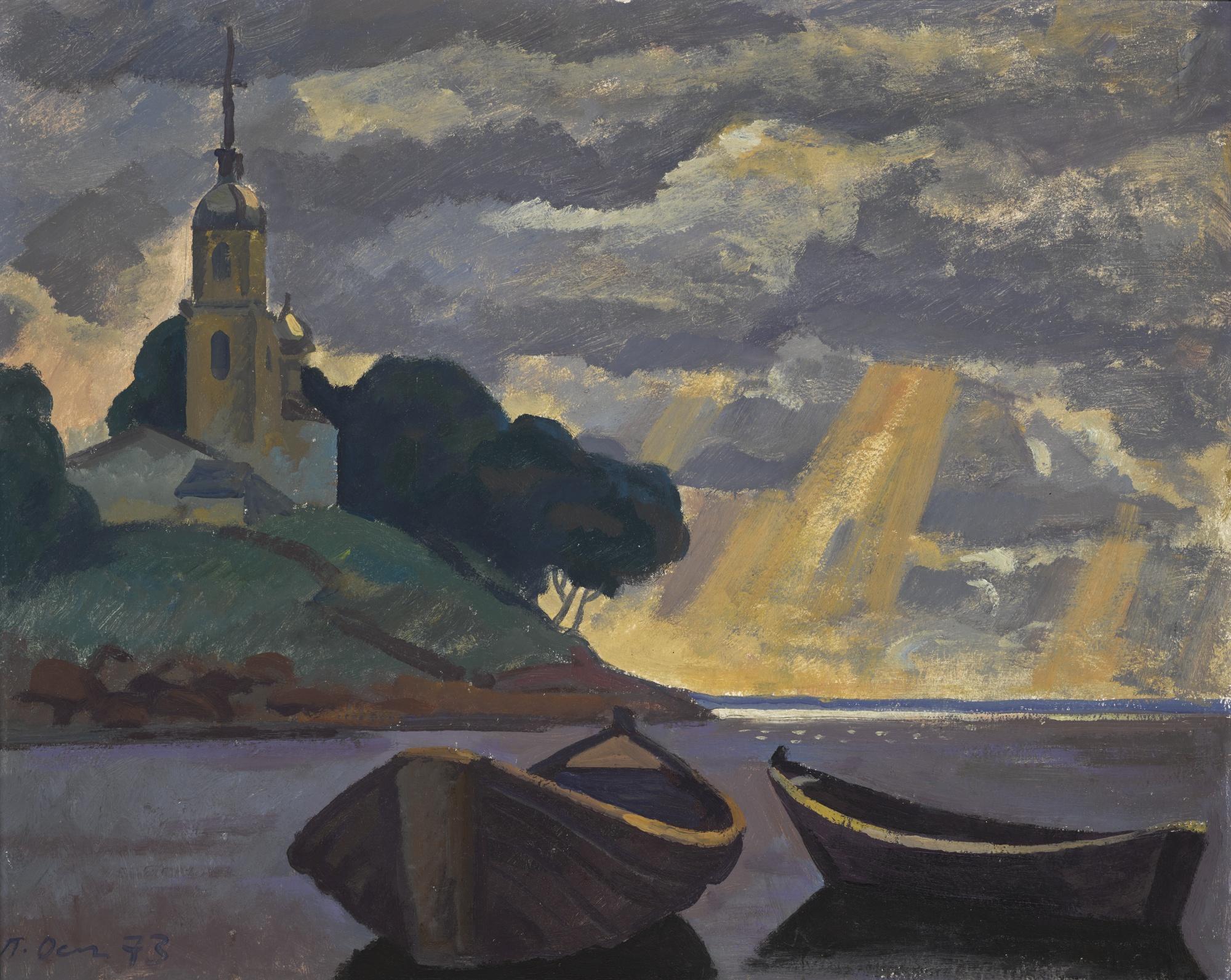 Petr Pavlovich Ossovsky - Landscape With Boats