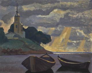 Petr Pavlovich Ossovsky - Landscape With Boats