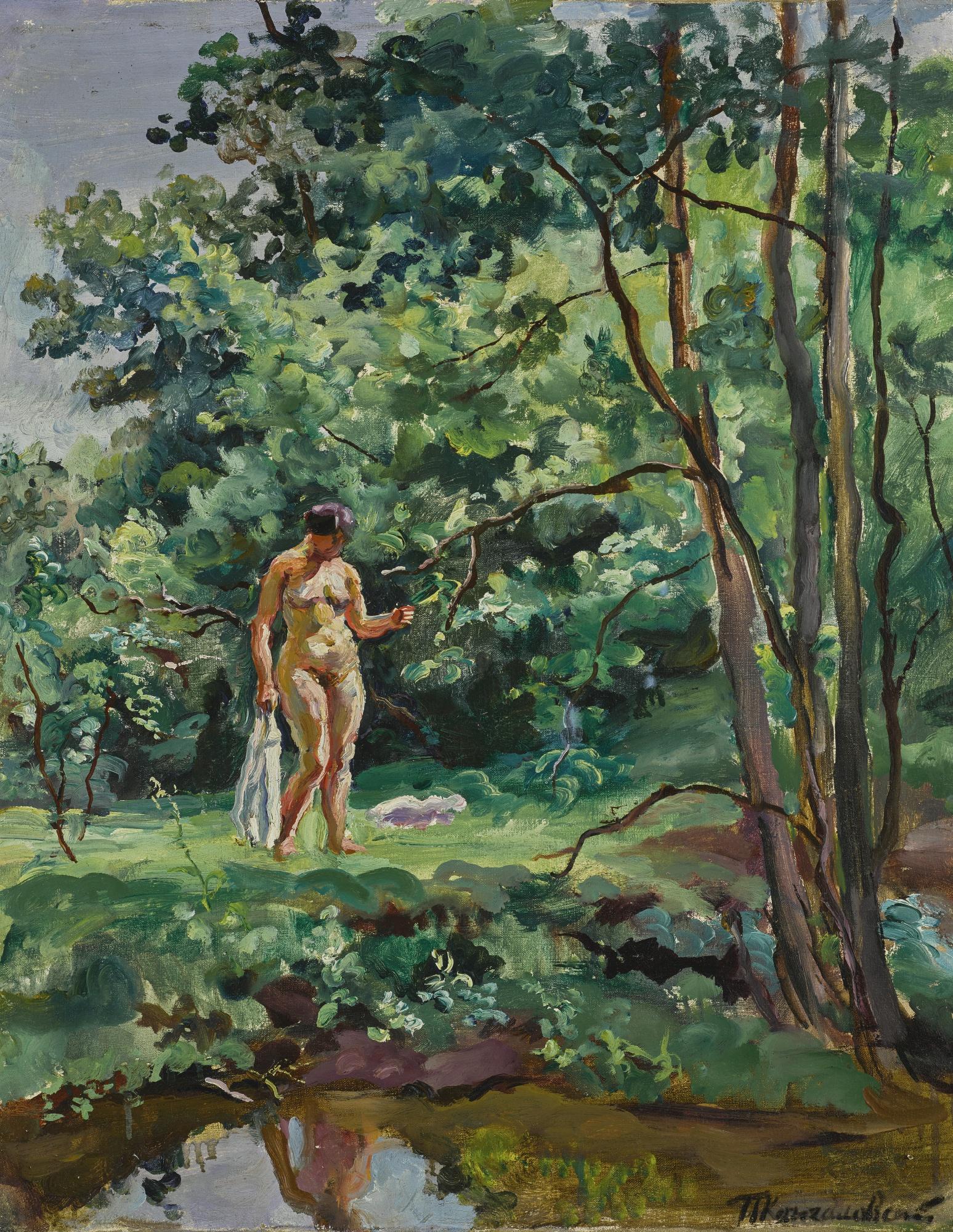 Petr Petrovich Konchalovsky - Standing Nude By A Stream