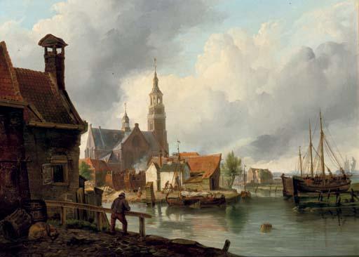 Petrus Augustus Beretta - A shipwharf in Maassluis