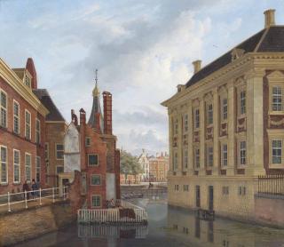 Petrus Augustus Beretta - A view of the Mauritshuis and the Torentje with the Hofvijver beyond, The Hague