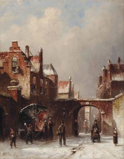 Petrus Gerardus Vertin - A Market Stall On A Cold Wintersday