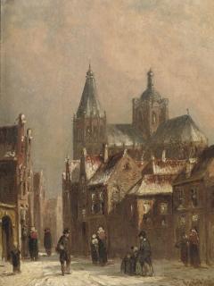 Petrus Gerardus Vertin - A town scene in winter