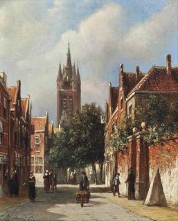 Petrus Gerardus Vertin - Figures On A Dutch Street
