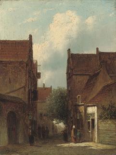 Petrus Gerardus Vertin - Market day on a Dutch street