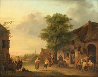 Petrus Johann Van Regemorter - Figures outside an inn