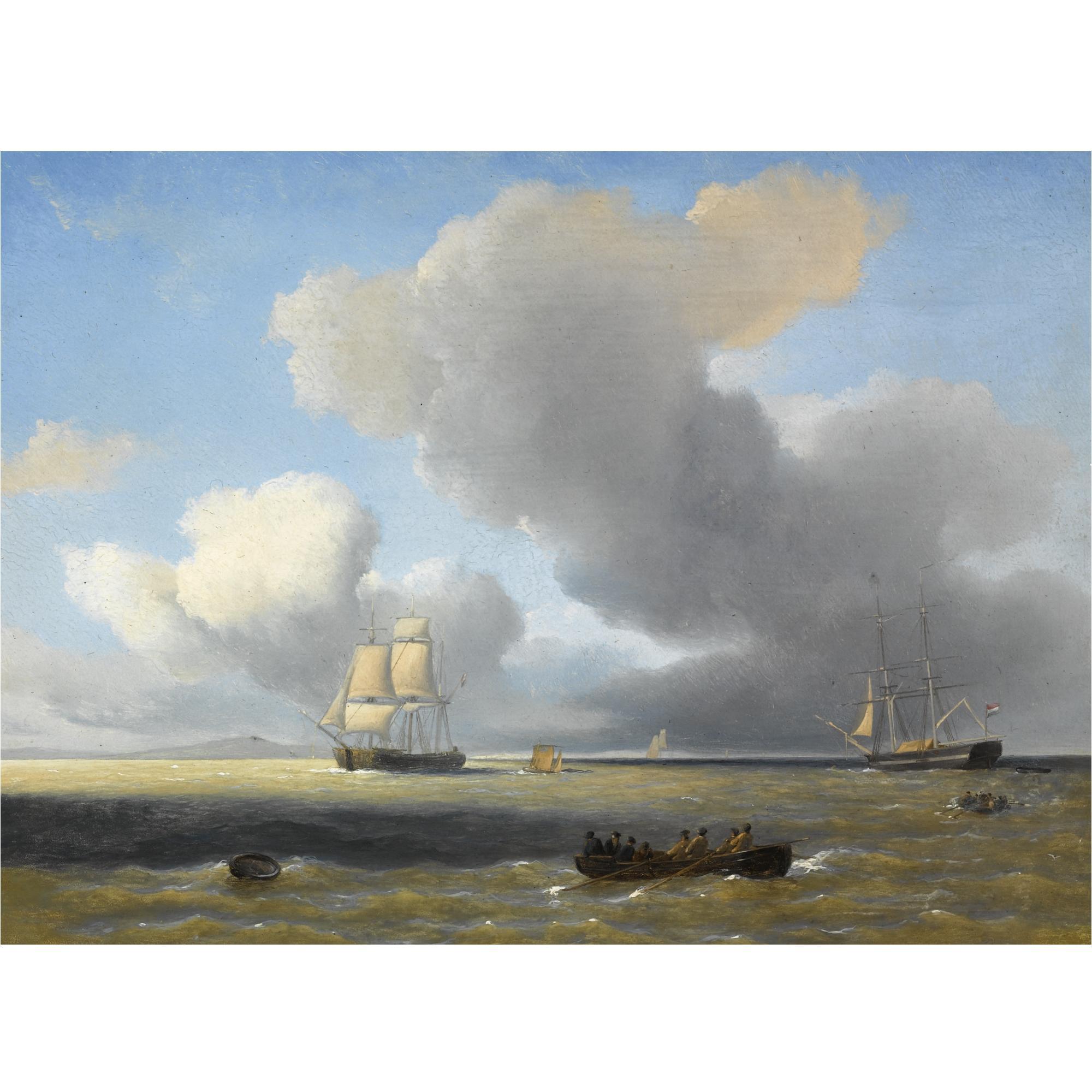 Petrus Johannes Schotel - Shipping In A Calm