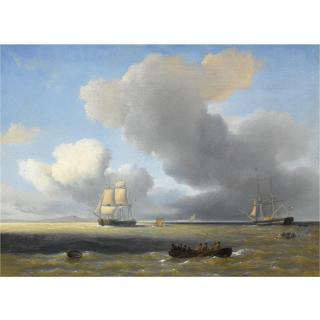 Petrus Johannes Schotel - Shipping In A Calm