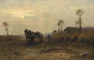 Petrus Paulus Schiedges - A peasant at work with a Malle Jan nearby