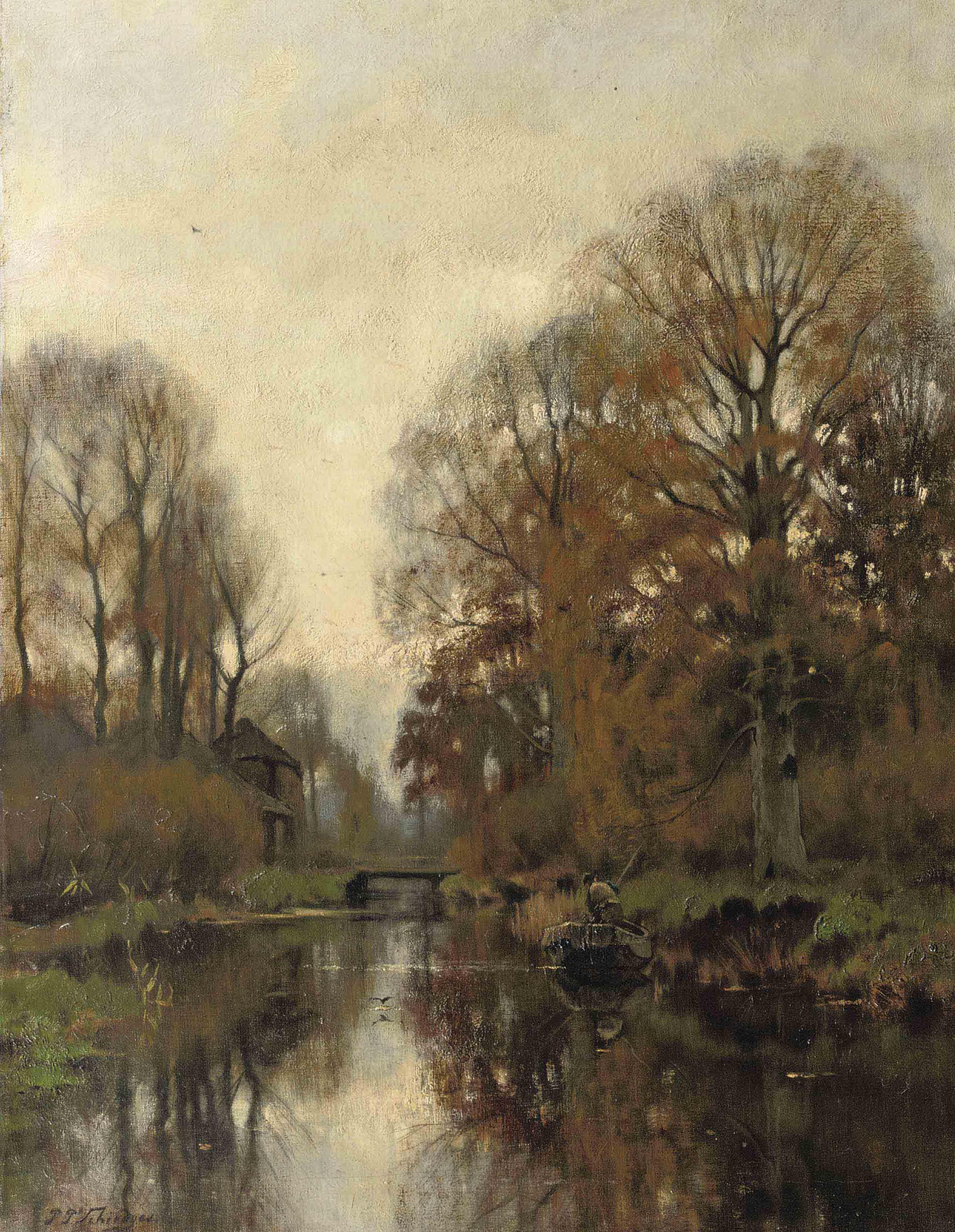 Petrus Paulus Schiedges - In a rowing boat in autumn
