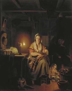 Petrus Van Schendel - A quiet evening at home