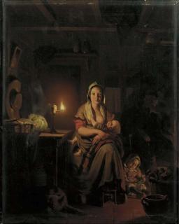 Petrus Van Schendel - Domestic happiness: a Scheveningen interior