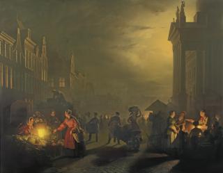 Petrus Van Schendel - Dutch the Market Place, Rotterdam