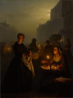 Petrus van Schendel - Fish Market at the Sint-Jacobskerk