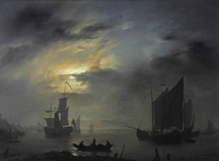 Petrus Van Schendel - Marine scene at night
