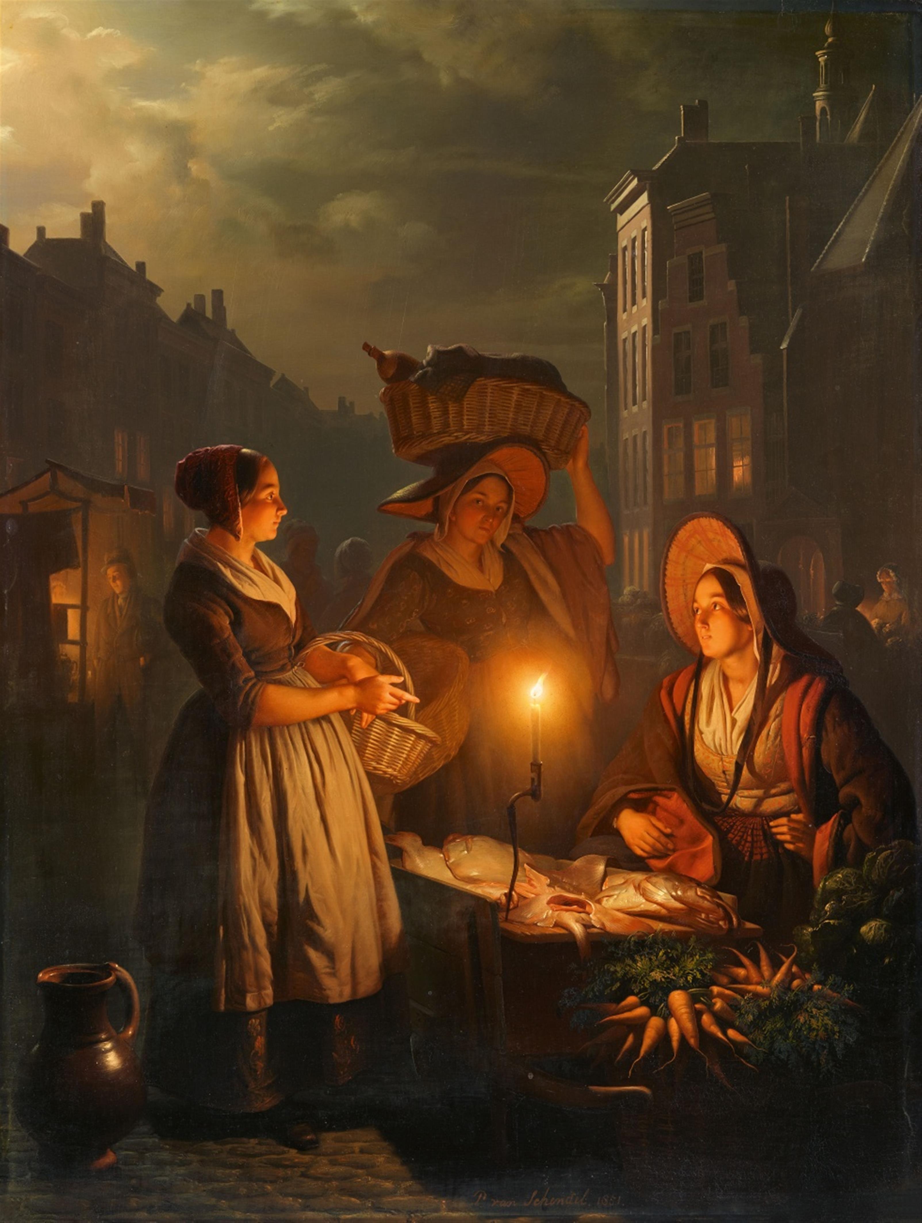 Petrus van Schendel - Nächtlicher Gemüse- und Fischmarkt in Den Haag