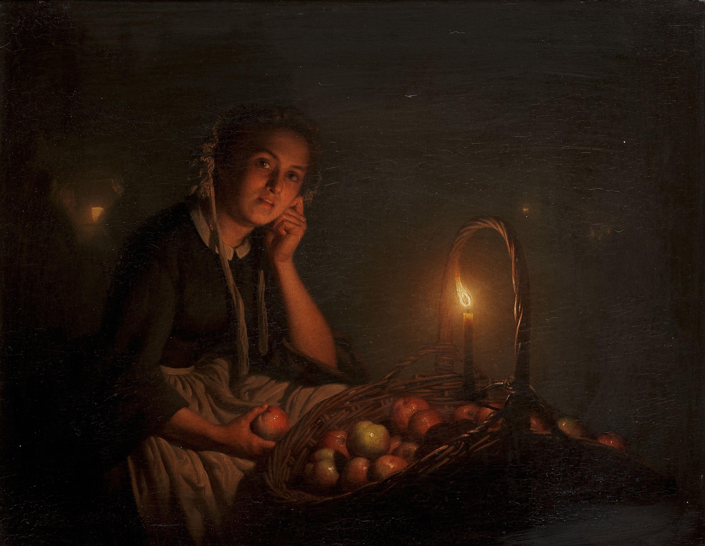Petrus van Schendel - The Apple Seller