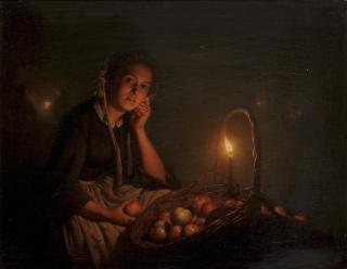 Petrus van Schendel - The Apple Seller