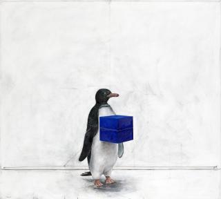 PG Thelander - Penguin with blue cube