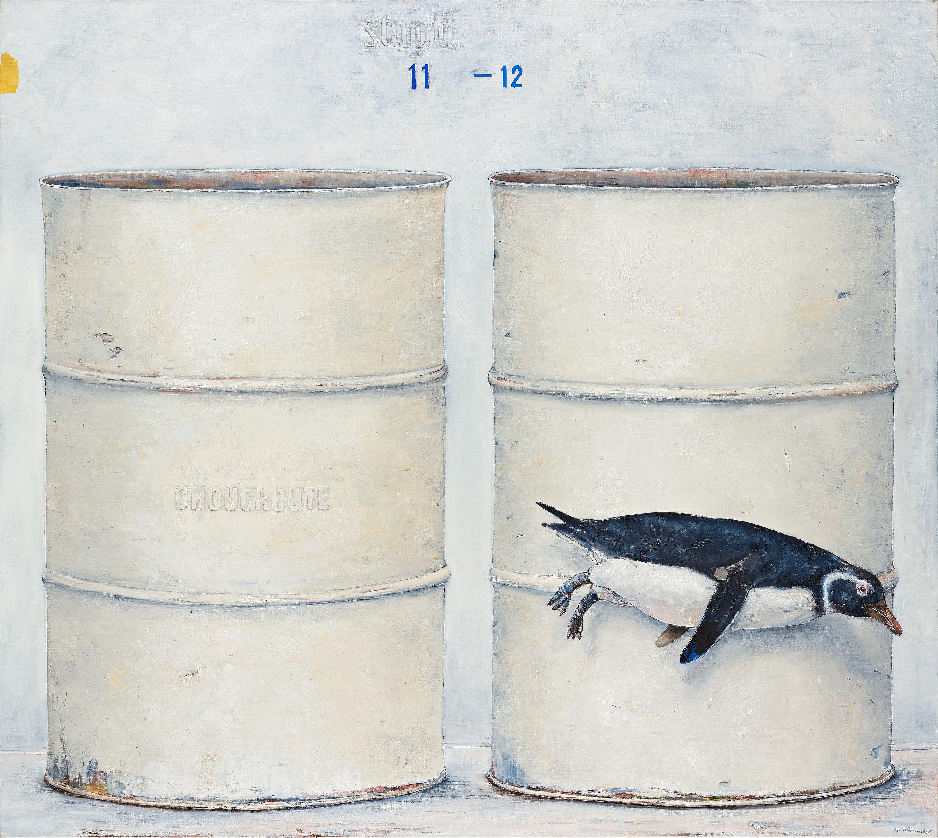 PG Thelander - ”Pingvin vid tunnor”