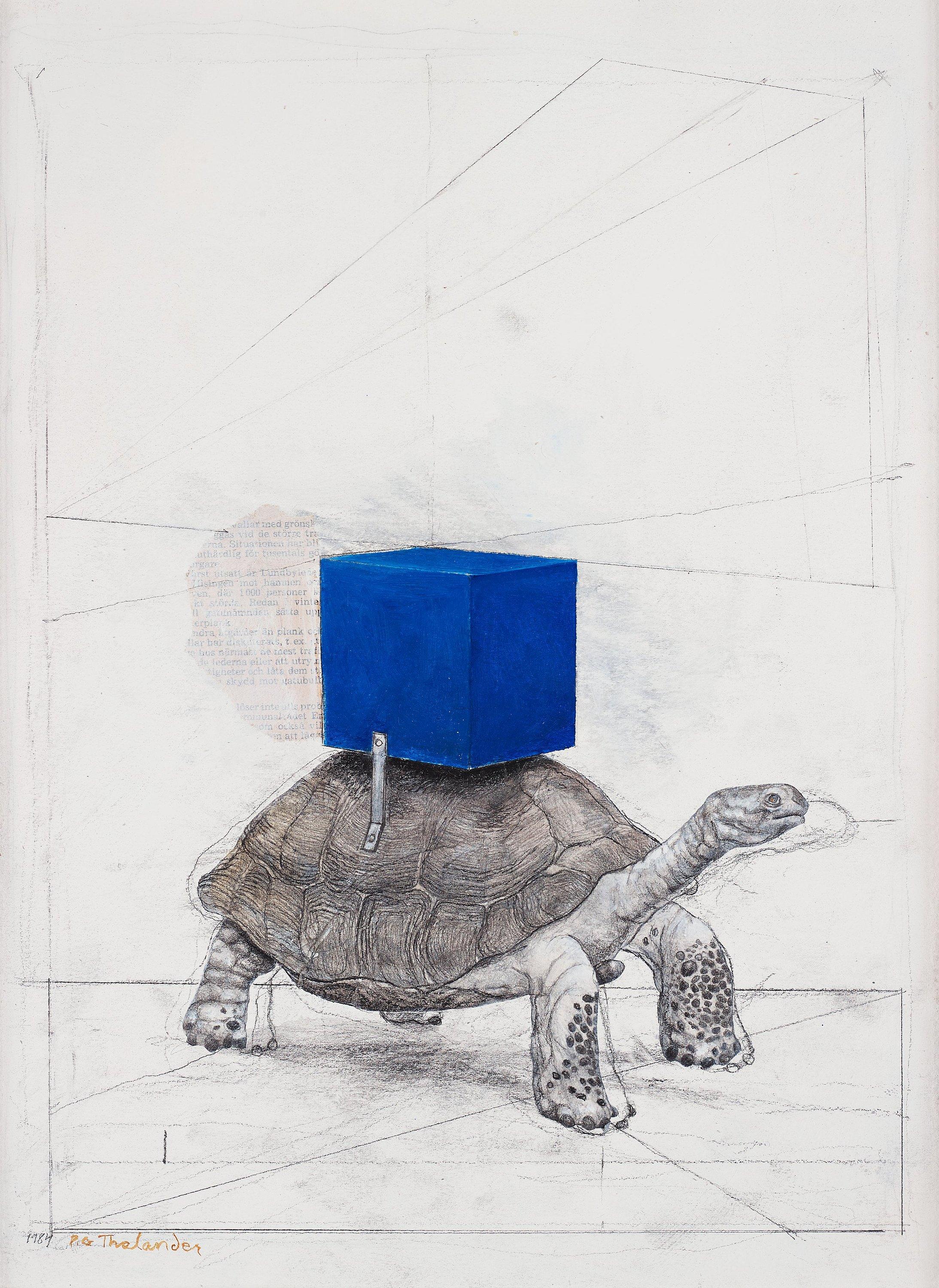 PG Thelander - Tortoise with blue cube